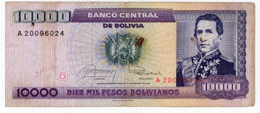 Bolivia 10.000 Pesos 1984, Verzenden, Zuid-Amerika