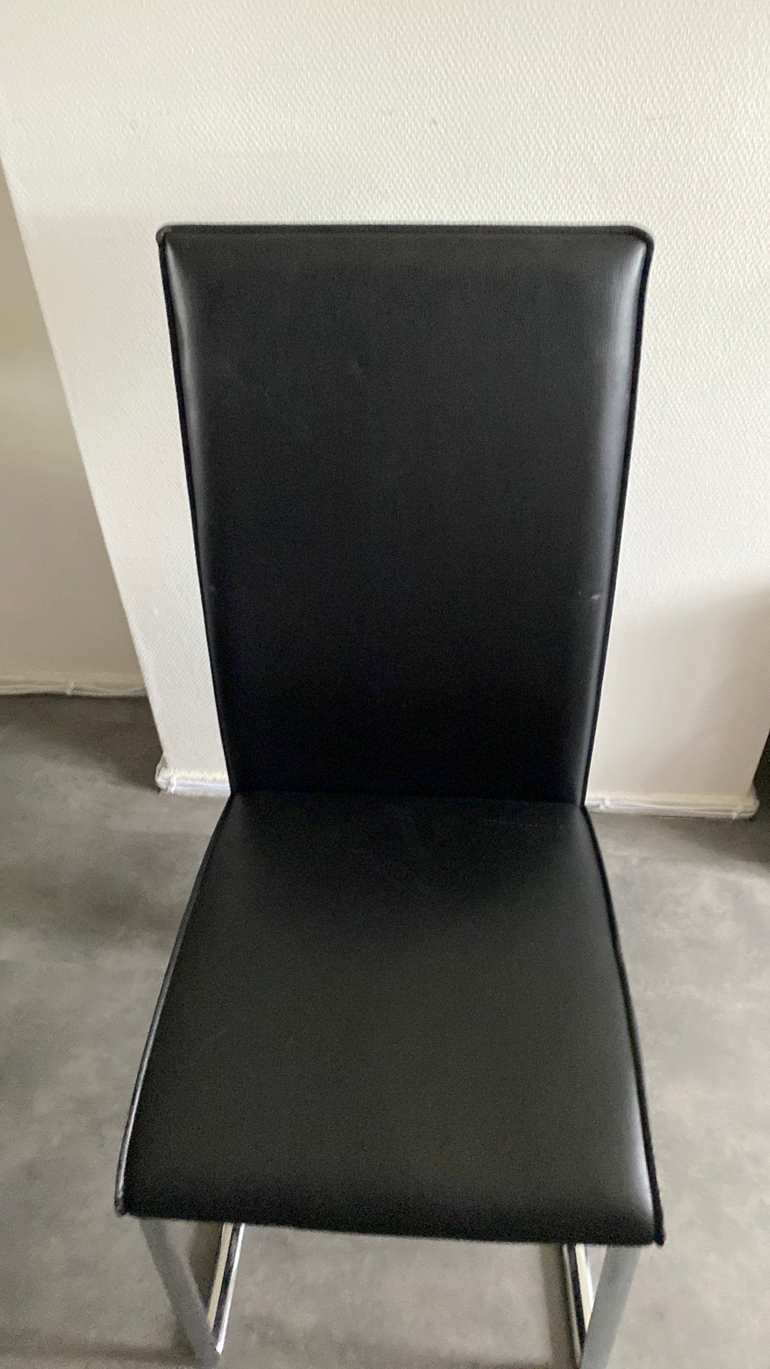 4 Leren stoelen, Ophalen, Zwart, Leer, Zo goed als nieuw