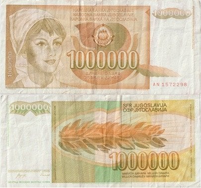 JOEGOSLAVIE 1989 1.000.000 dinara #99 VG, Verzenden, Joegoslavië, Los biljet