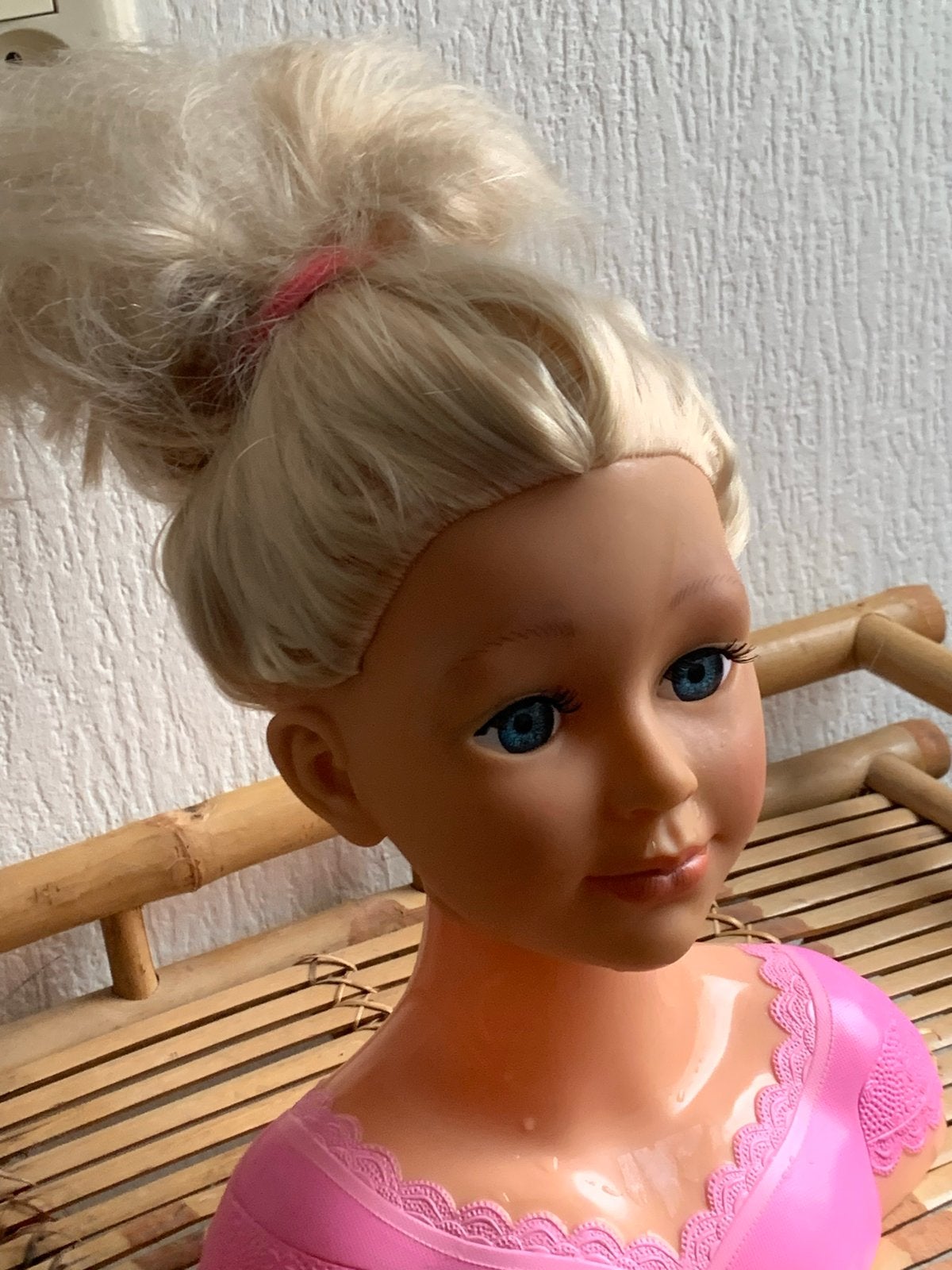 Barbie oefenhoofd met blond haar, Ophalen, Gebruikt, Barbie