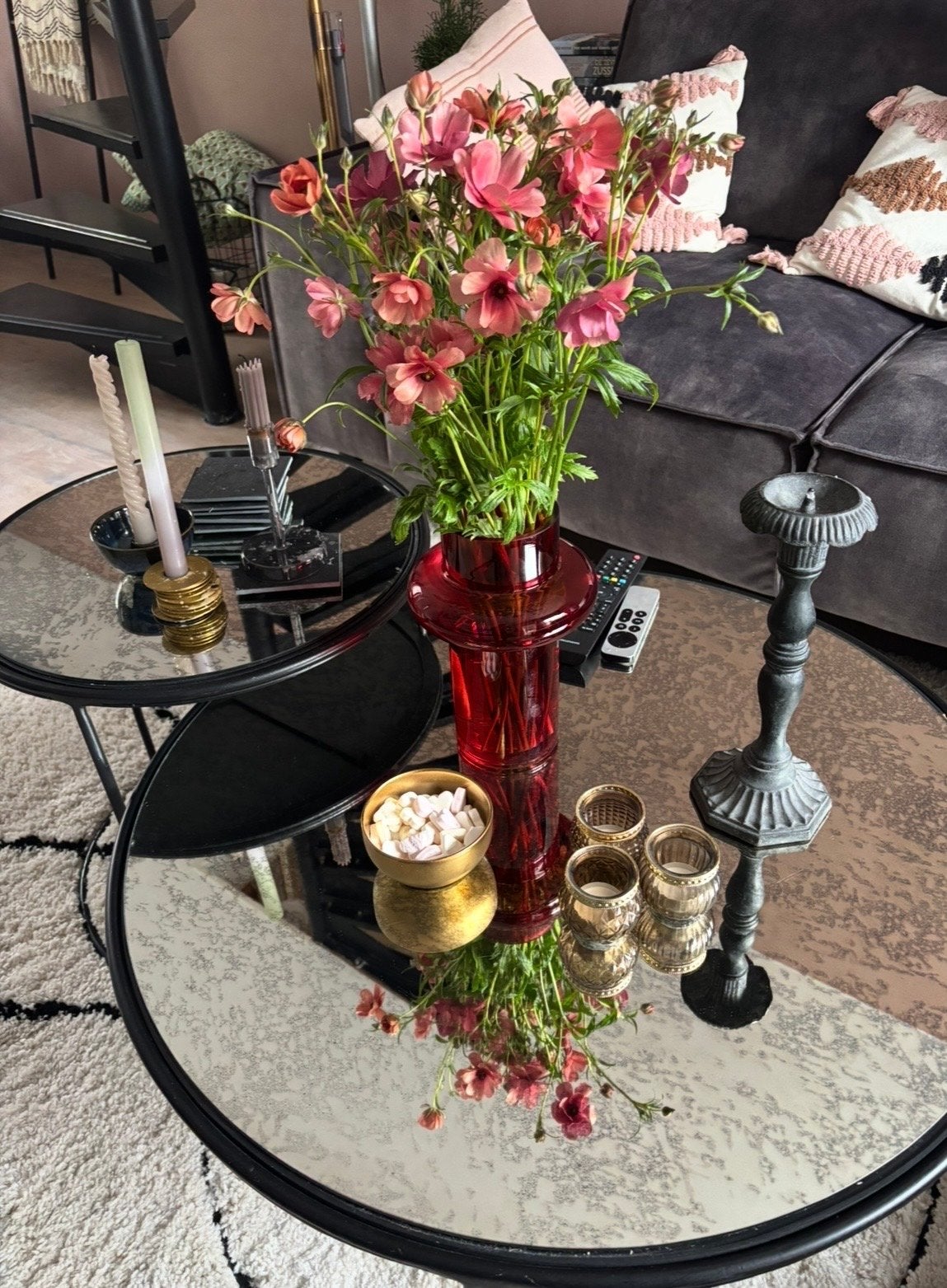YAYA Salontafel set - 2 ronde tafels met glazen blad, Ophalen, Rond, 50 tot 100 cm, 5 – 50