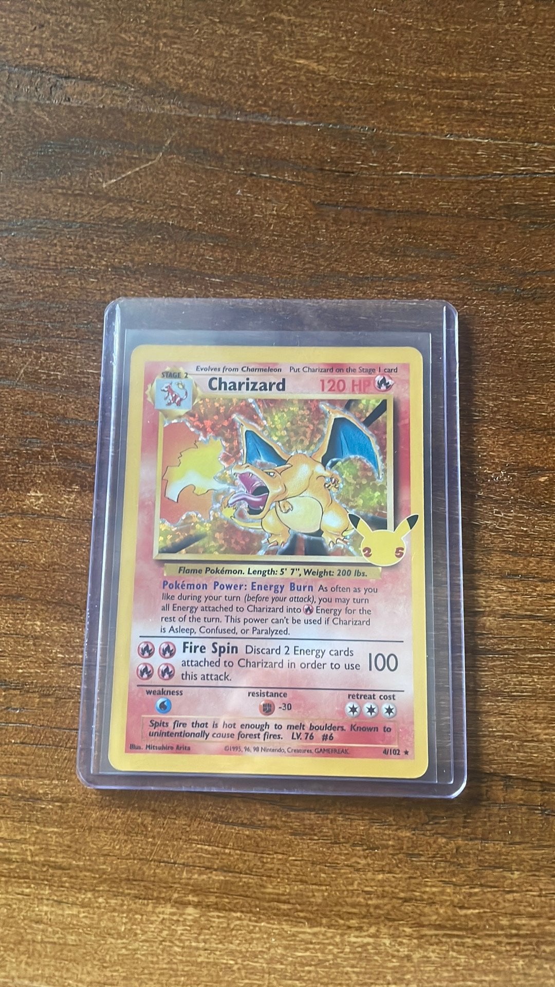 Charizard holo bleed error celebrations 4/102, Ophalen, Zo goed als nieuw, Losse kaart, Foil