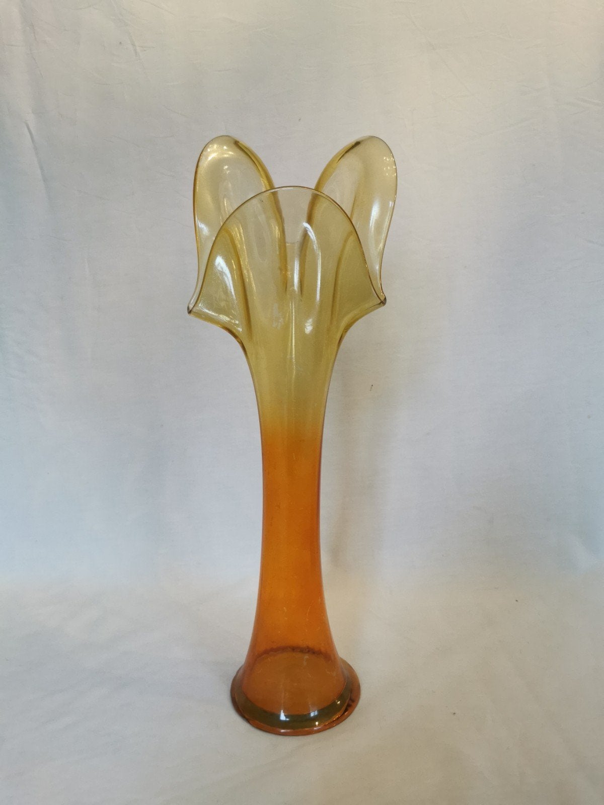 Oranje oker Murano vaas 42 cm hoog, Verzenden, Zo goed als nieuw, Oranje, Glas