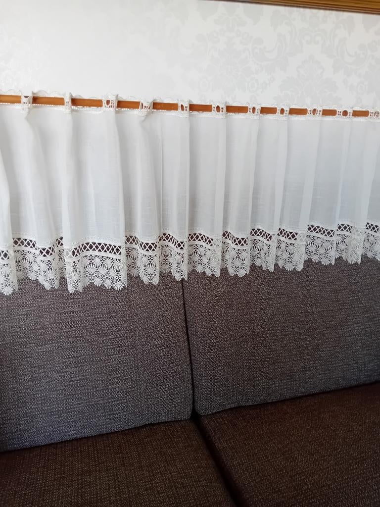Vitrage    mooie val., 200 cm of meer, Wit, Ophalen of Verzenden, Zo goed als nieuw