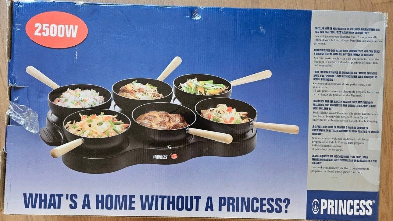 Princess Wok Gourmet Set - 6 personen, 2500W, Ophalen of Verzenden, Zo goed als nieuw, 4 t/m 7 personen