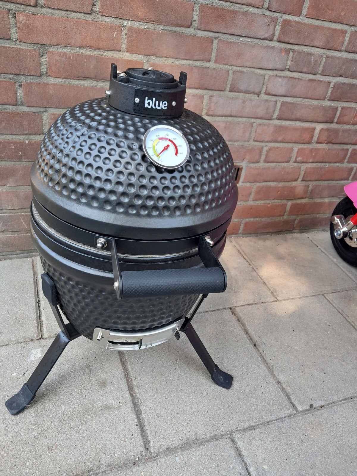 Blue Kamado BBQ Zwart met Pizza steen, Ophalen, Zo goed als nieuw, Kamado barbecue