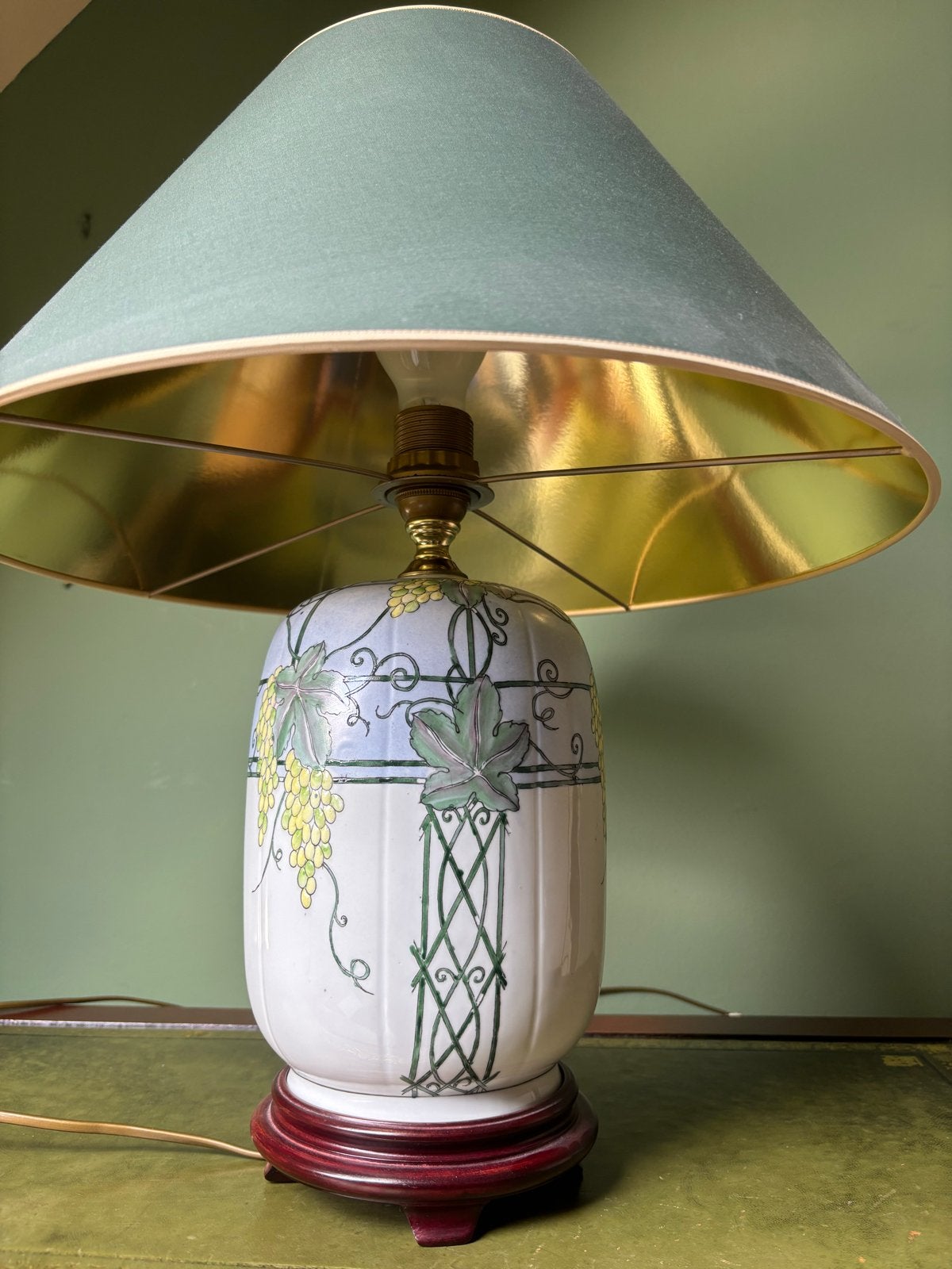 Art Nouveau Tafellamp met Druivenmotief, Ophalen
