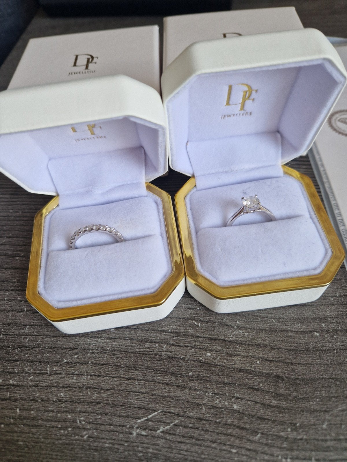 Verloving ring met de trouwring 14 karaat, 18 tot 19, Nieuw, Ophalen of Verzenden, Dame