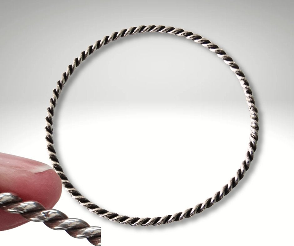NAVAJO 925 zilveren twisted rope gedraaide slavenarmband #2!, Sieraden, Tassen en Uiterlijk, Verzenden, Zo goed als nieuw, X, Zilver