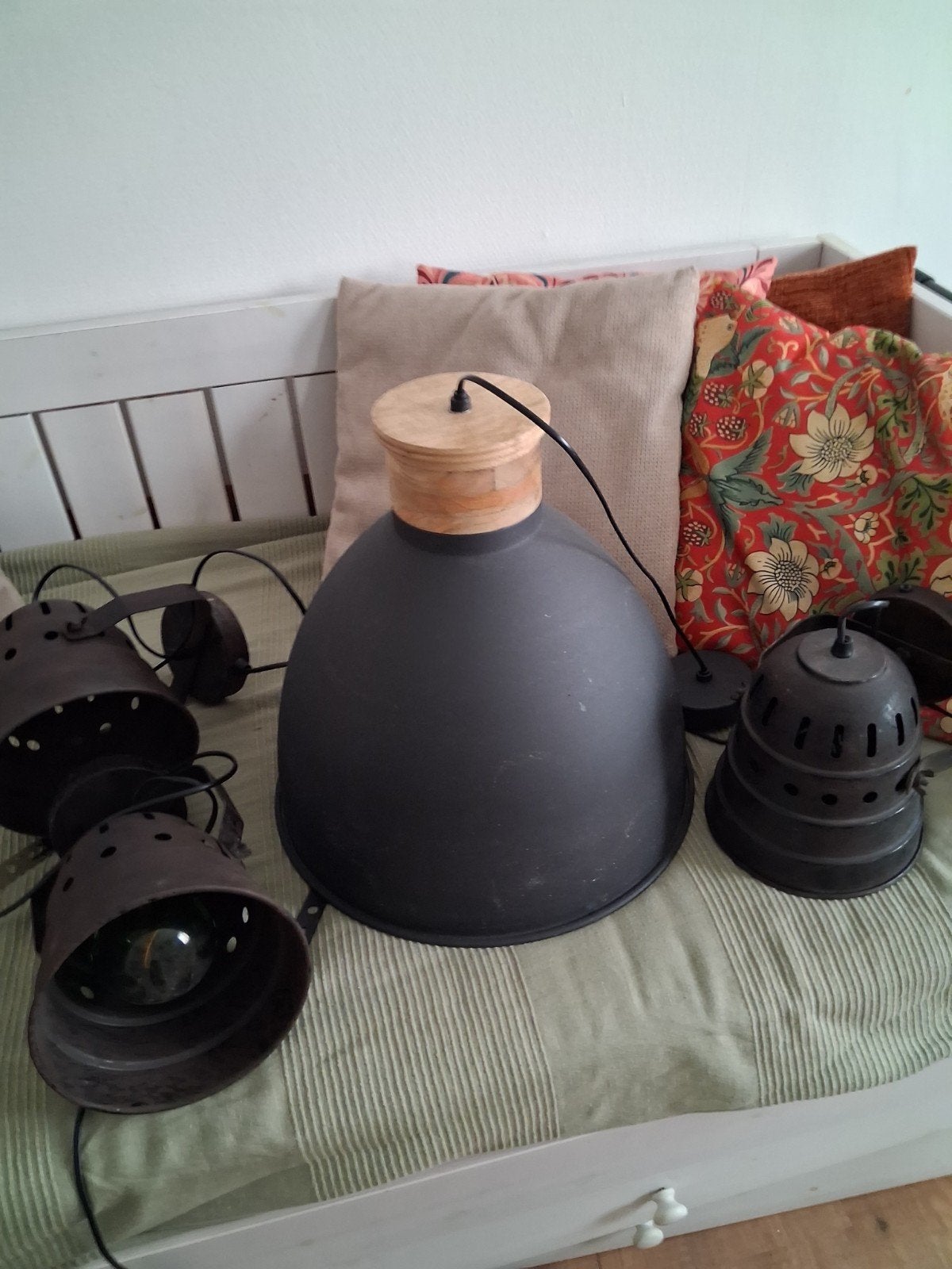 te koop  robuste hanglamp en 3 wandlamp, Huis en Inrichting, Ophalen, Gebruikt, Rechthoekig, Metaal