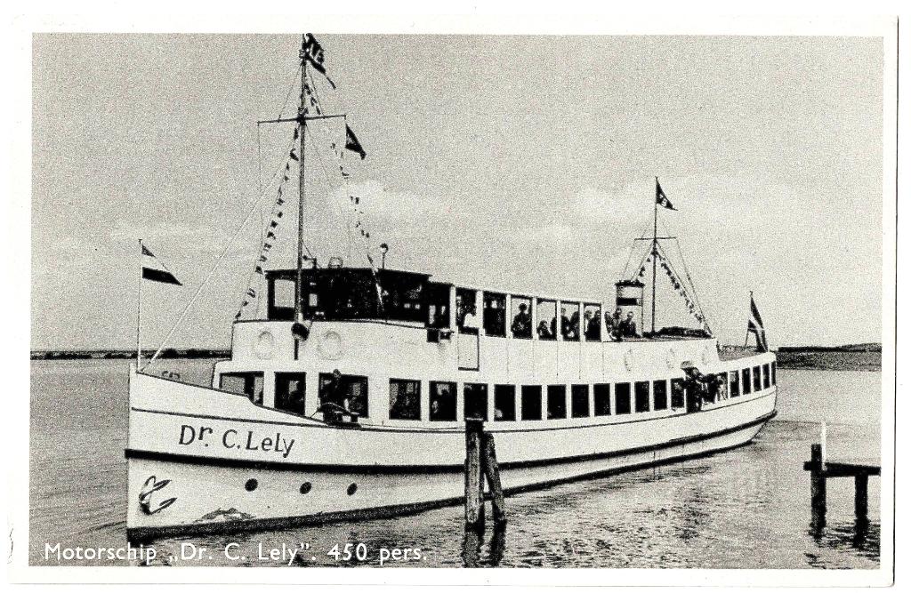 Harderwijk gld, rondvaartboot ms dr. C. Lely, ongelopen,, Verzenden, 1940 tot 1960, Ongelopen, Gelderland