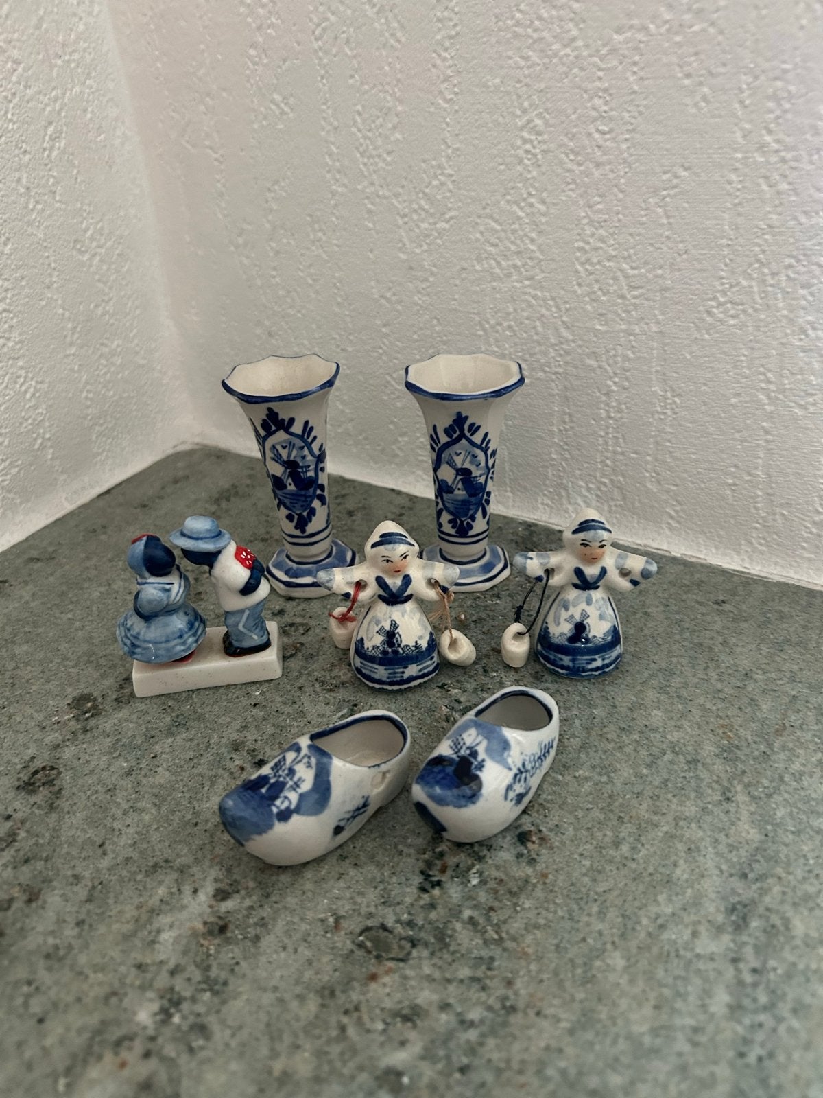 Delfts Blauw Miniatuur Set: Klompjes, Vaasjes & Beeldjes, Ophalen of Verzenden
