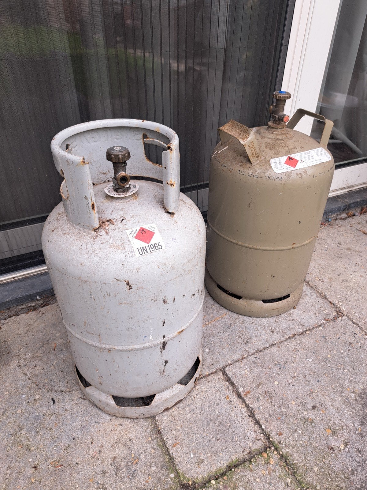 Gasflessen leeg 2 stuks, Caravans en Kamperen, Ophalen of Verzenden, Gebruikt