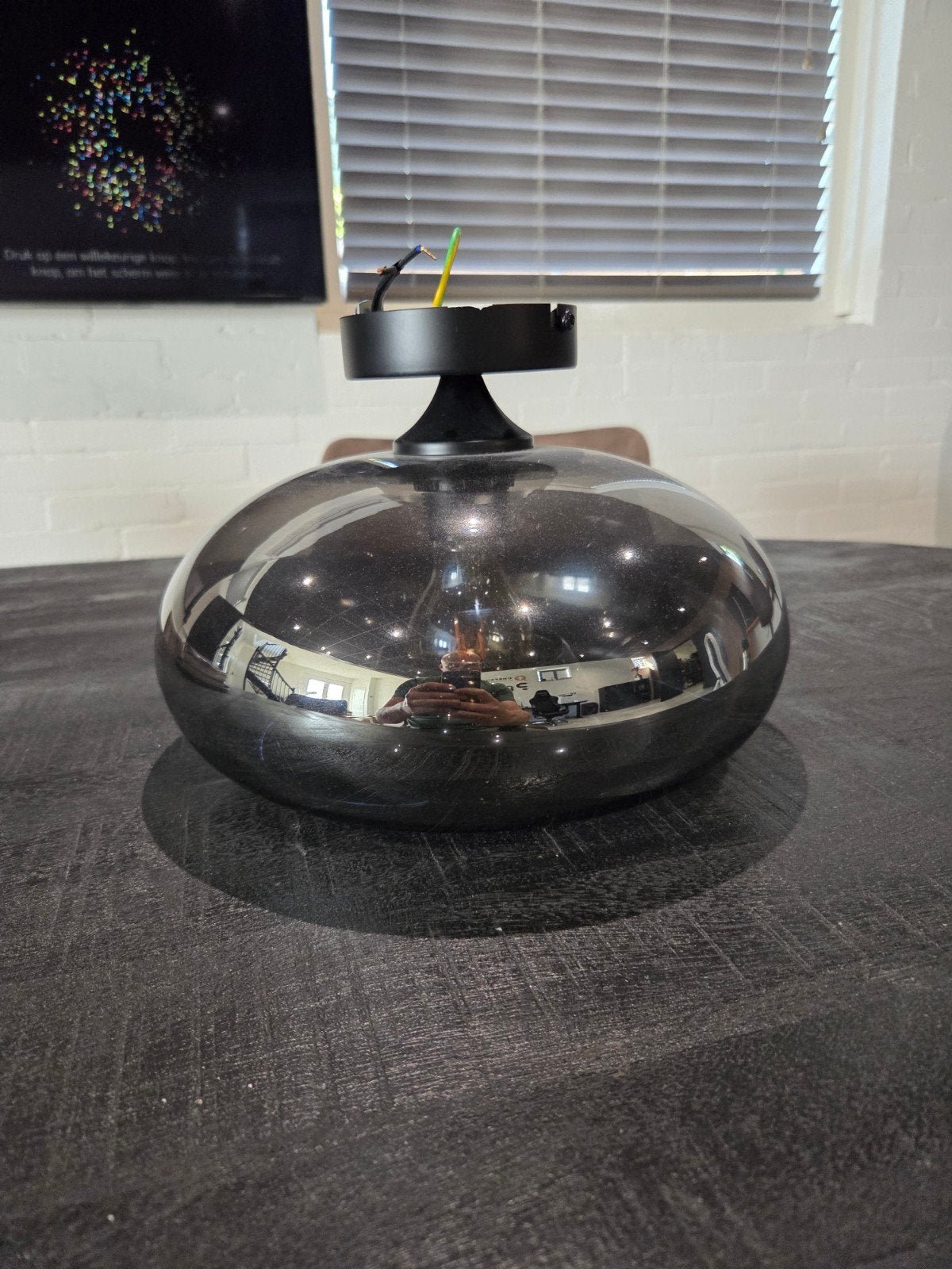 Moderne designlamp, omtrek 28 cm, Ophalen of Verzenden, Zo goed als nieuw, Glas, Modern, Design