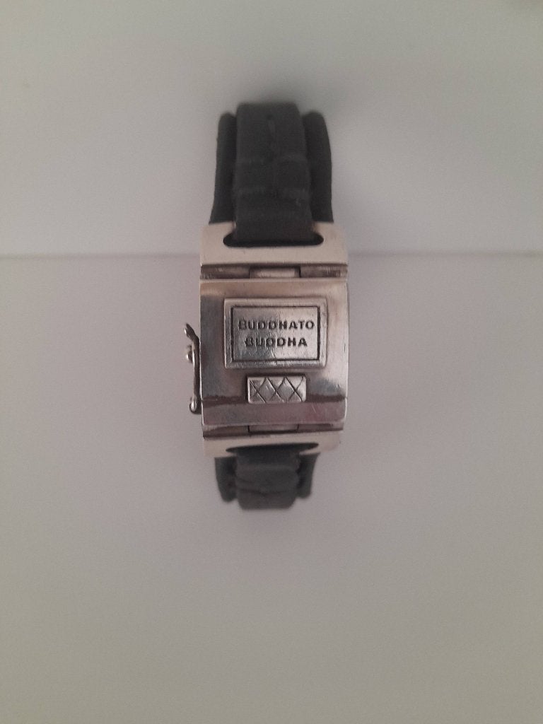 Buddha to Buddha armband van leer en zilver, Verzenden, Gebruikt, Zwart, Leer
