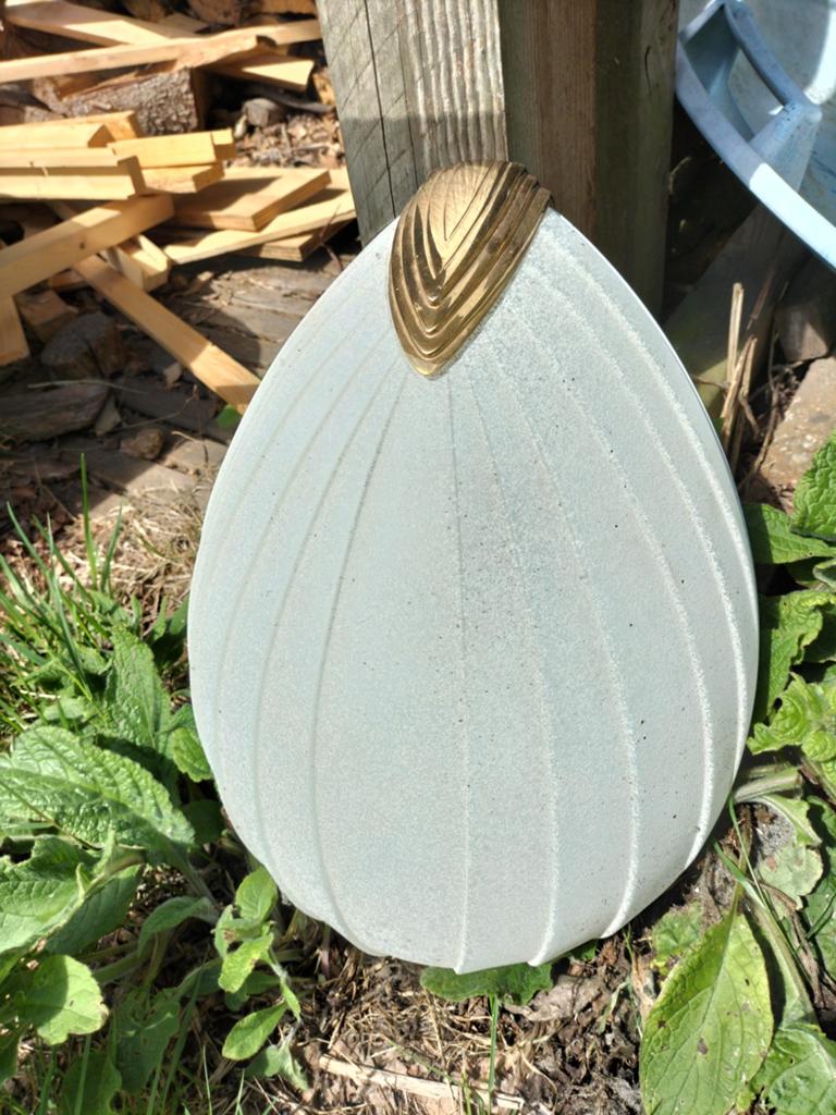 Vintage Art Deco Schelp Wandlamp Glas en Messing, Ophalen, Gebruikt, Glas, Art Deco, Vintage
