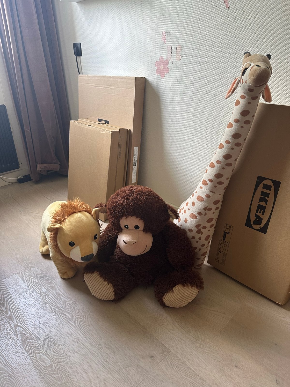 Grote knuffels: aap, leeuw en giraf, Ophalen, Gebruikt, Middelgroot (20 tot 80 cm), Bruin