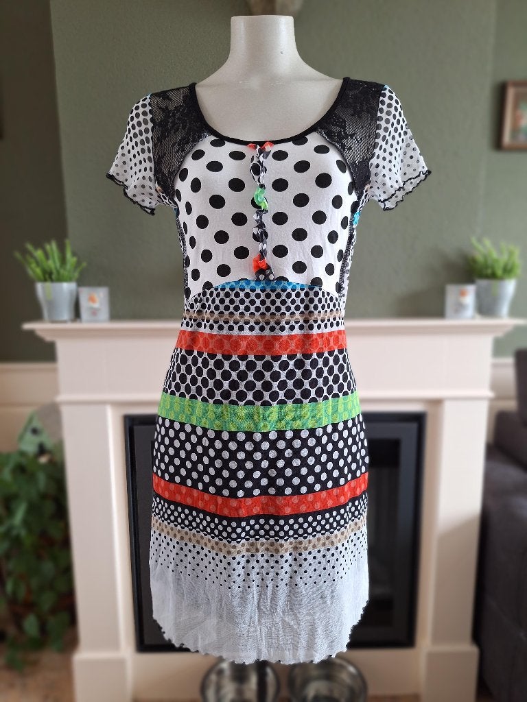 Olivier Philips polkadot jurk IT 42 M 38, Kleding | Dames, Maat 38/40 (M), Olivier Philips, Zo goed als nieuw, Knielengte