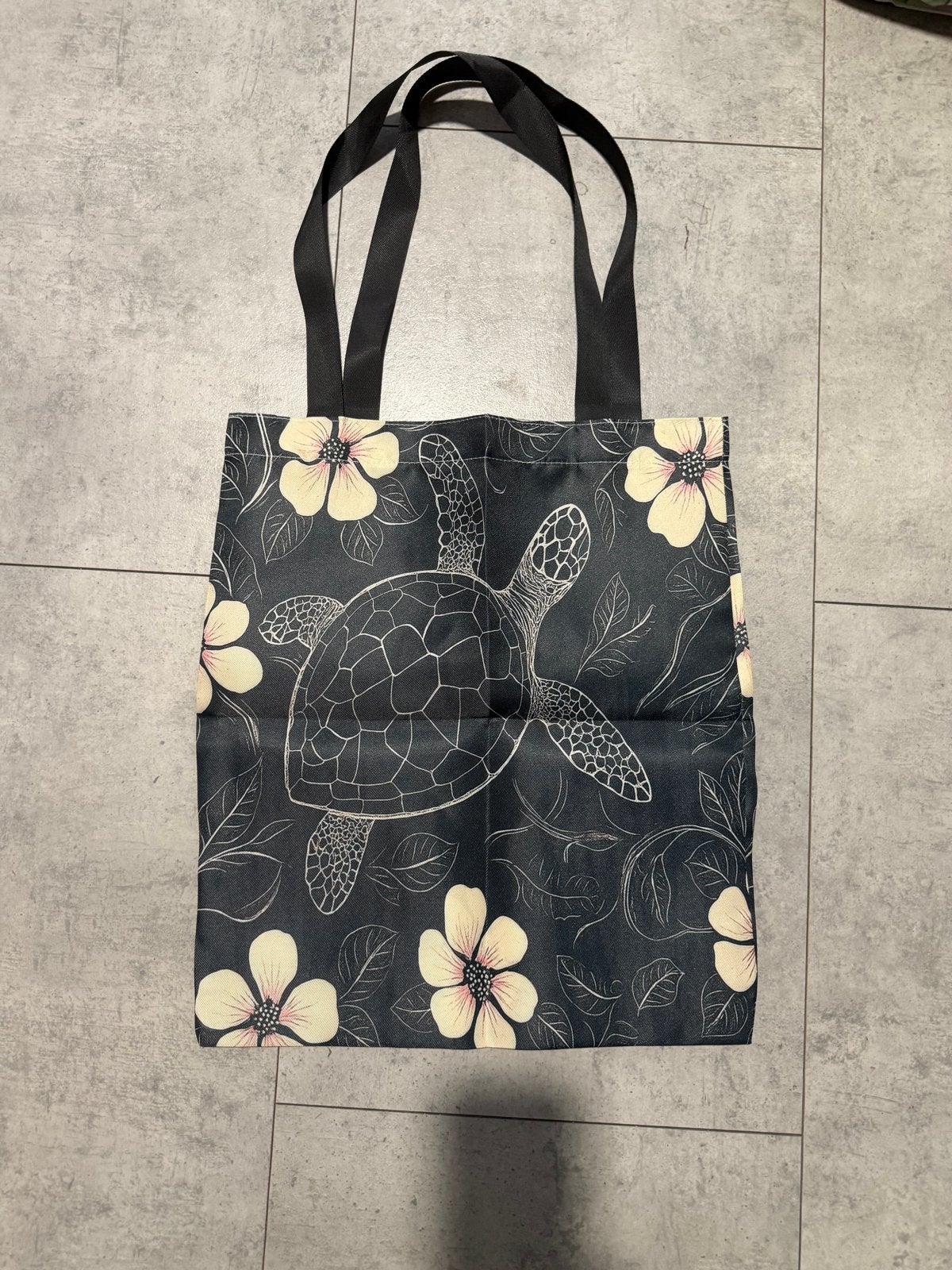 Nieuwe Shopper met Schildpad en Bloemenprint, Ophalen of Verzenden, Nieuw, Zwart, Shopper