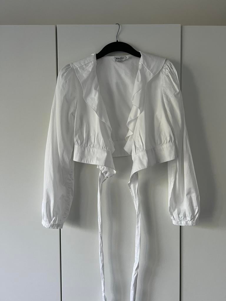 Overslag crop blouse/top wit, Kleding | Dames, Ophalen of Verzenden, Nieuw, Maat 38/40 (M), Wit