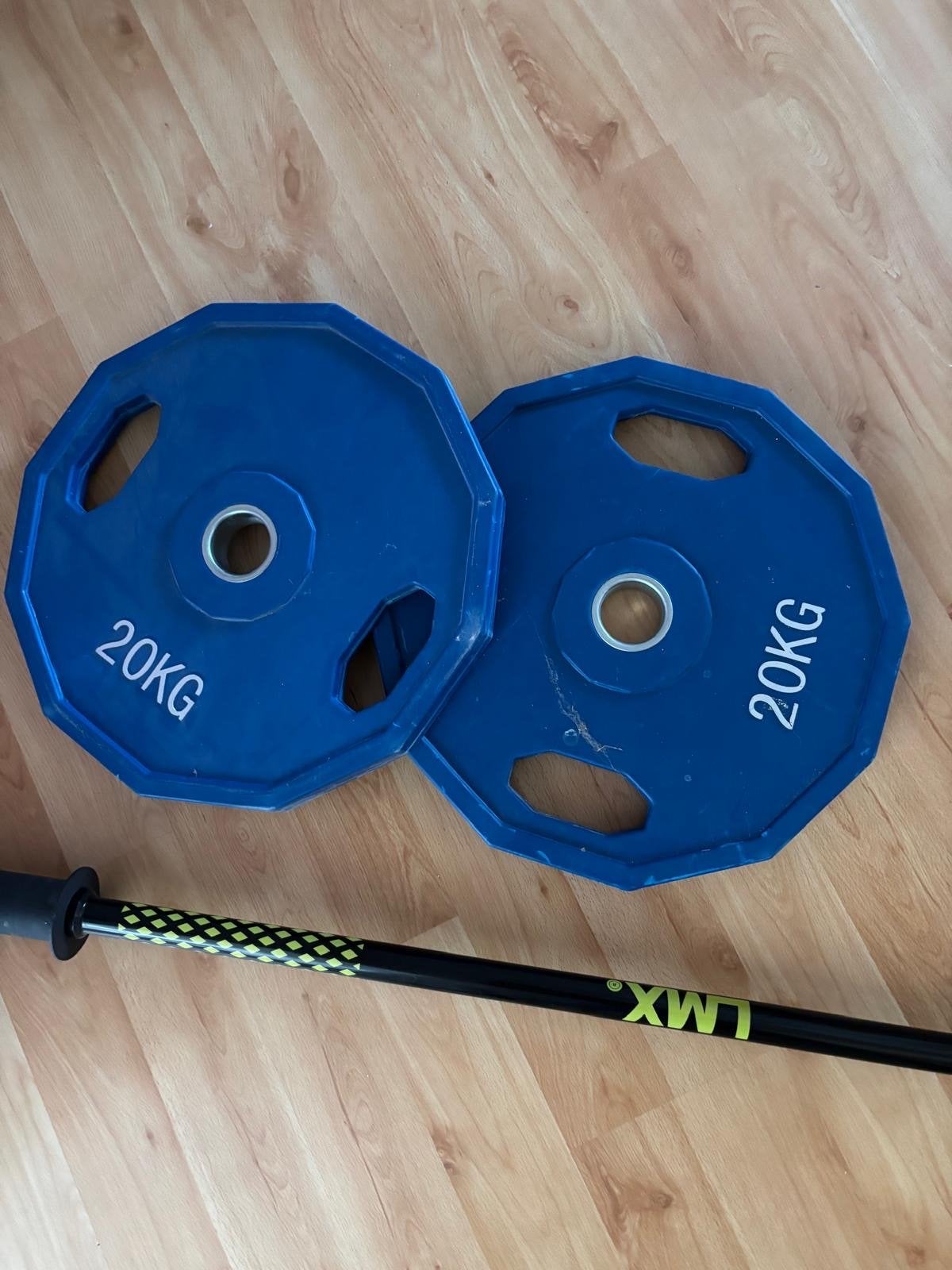 Complete fitness set: 2x 20kg schijven, halterstang, 10kg ke, Ophalen, Gebruikt, Armen, Halterset