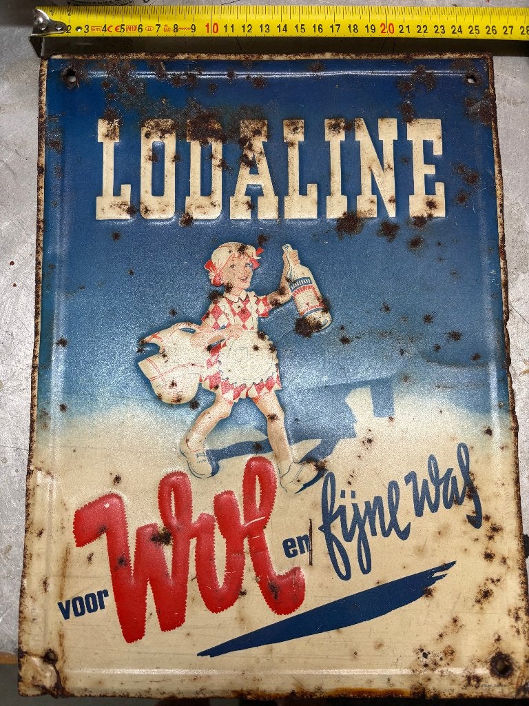 lodaline vintage reclame bord, Ophalen of Verzenden, Gebruikt, Reclamebord