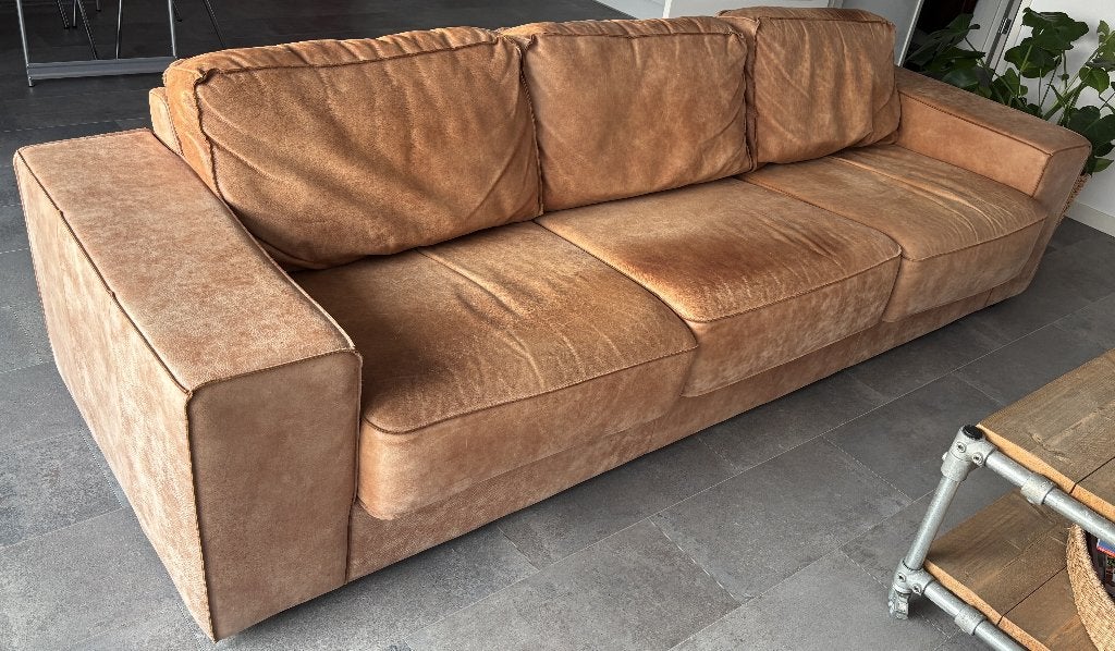 Divani Budapest 4-zitsbank– echt rundleder– 277 cm– cognac, Huis en Inrichting, Banken | Bankstellen, Ophalen, 250 tot 300 cm