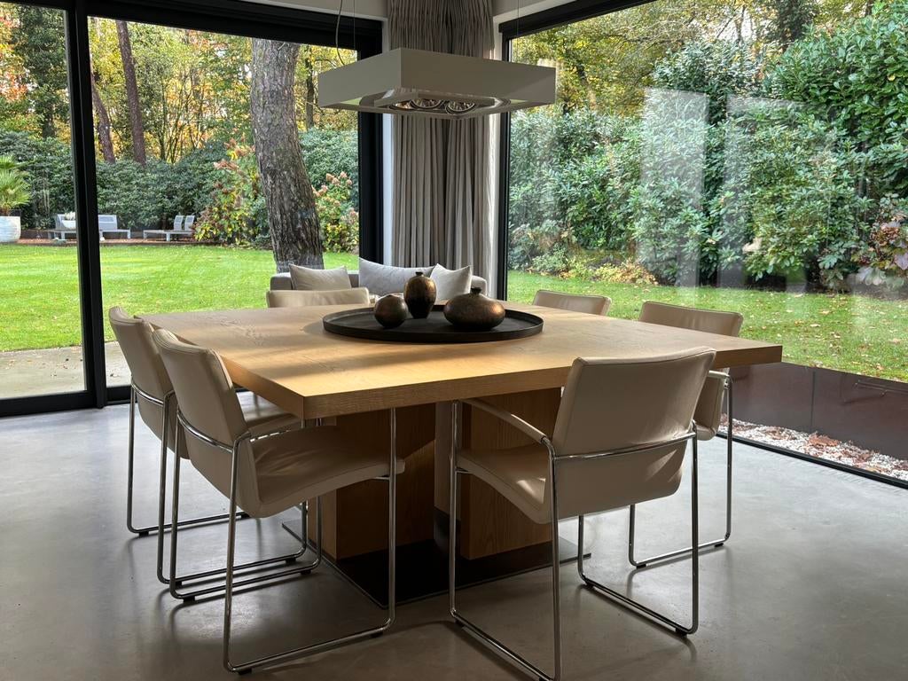 Vierkante design eettafel - geïnspireerd op Minotti, Ophalen, 150 tot 200 cm, Vierkant, Zo goed als nieuw
