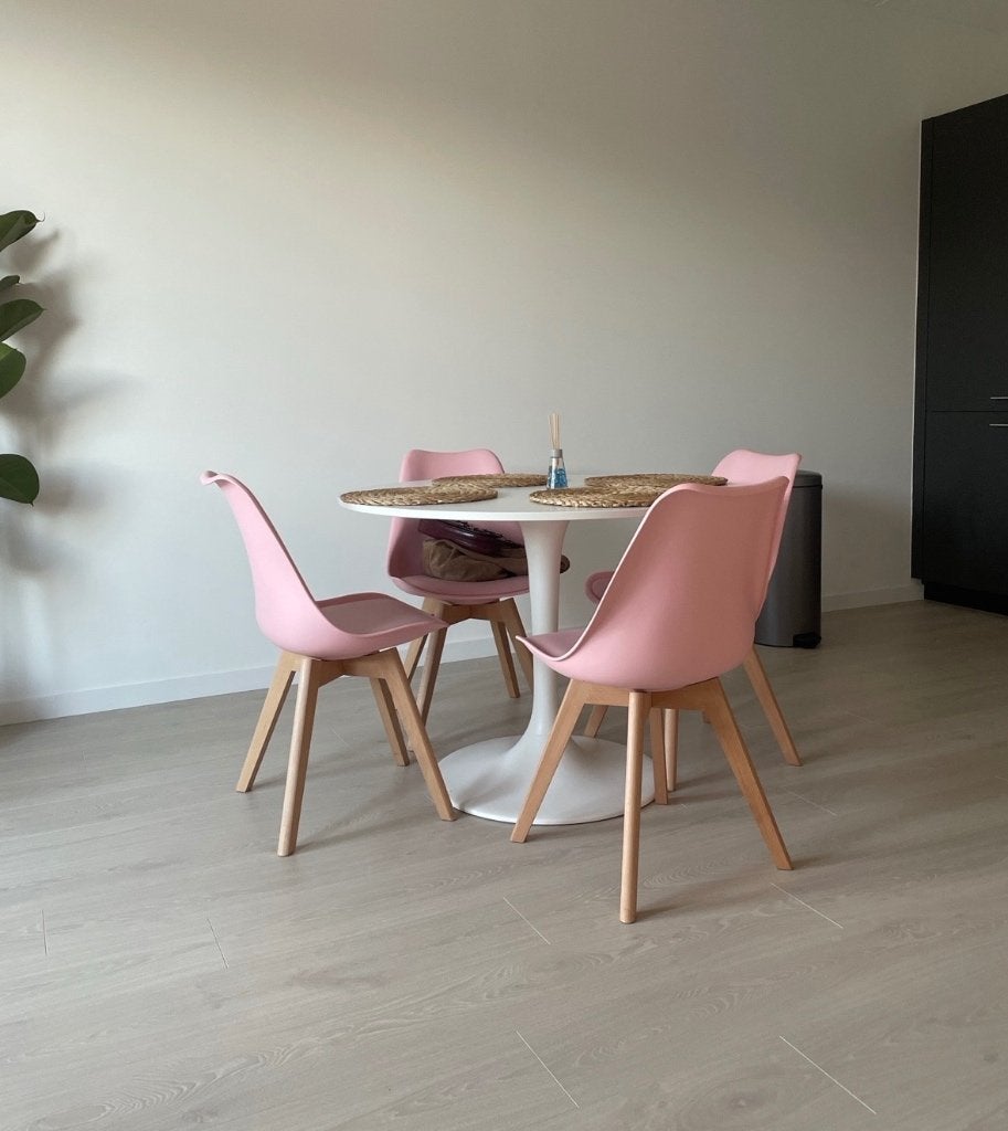 Witte ronde ikea tafel, Huis en Inrichting, Ophalen, Kunststof, Rond, Zo goed als nieuw