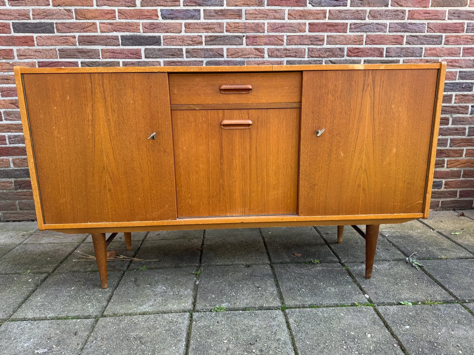 Vintage Dressoir / Sideboard - Jaren '60, Ophalen, Gebruikt, 100 tot 150 cm, Met lade(s)