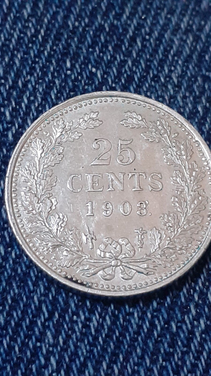 25 cent 1903 Koningin Wilhelmina zilveren munt, Postzegels en Munten, Munten | Nederland, Zilver, 25 cent, Ophalen of Verzenden