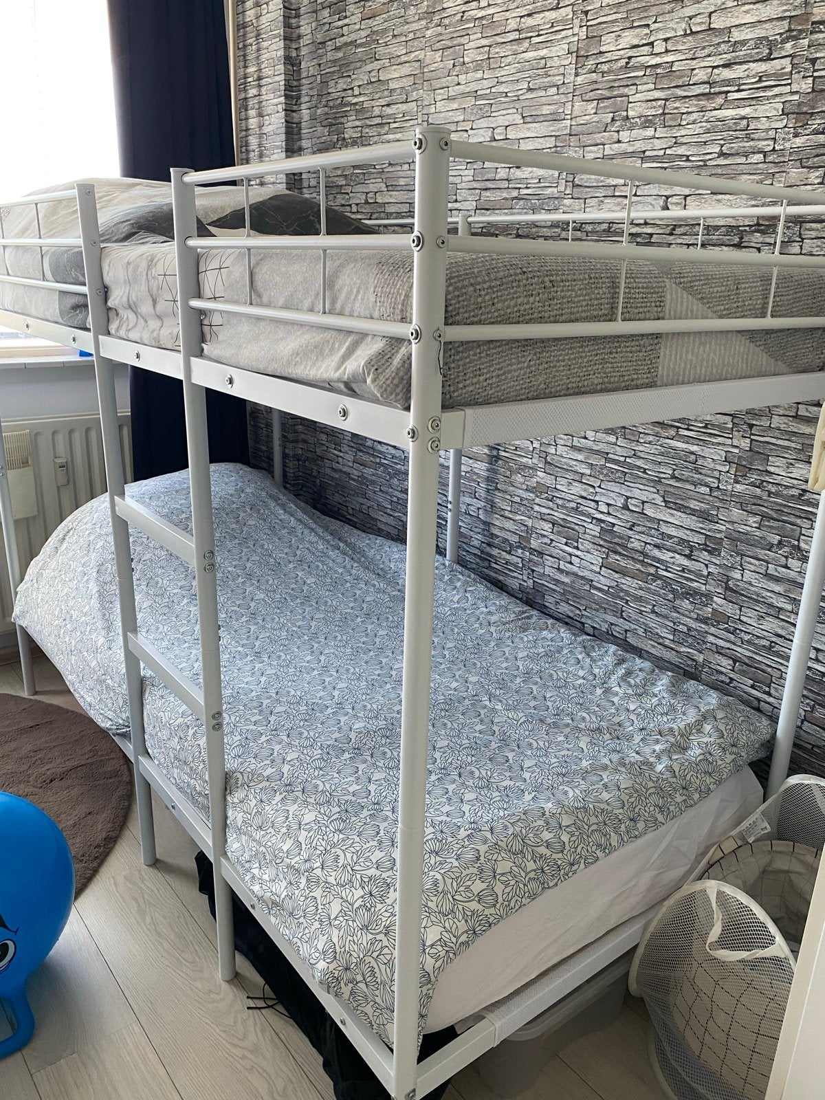 Stevig wit metalen stapelbed, Ophalen, Gebruikt, 90 cm, 160 tot 180 cm