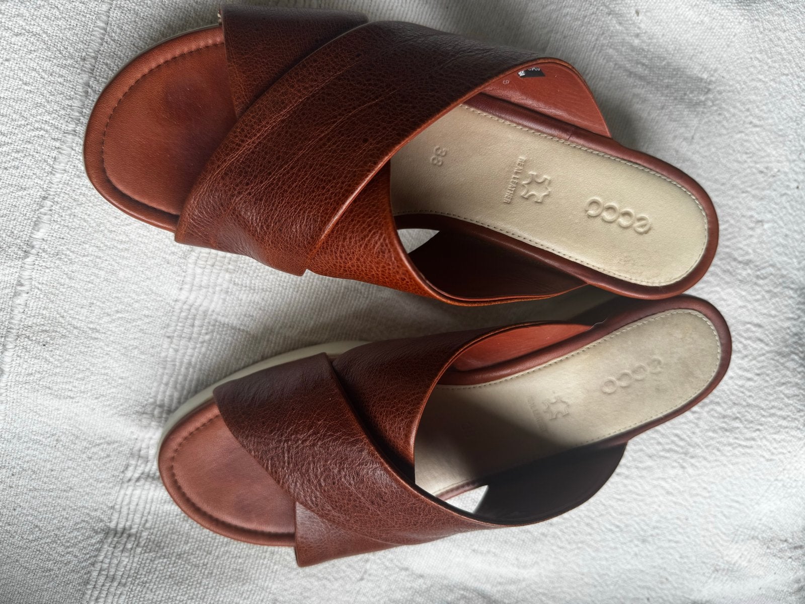 Ecco leren sandalen maat 38, Kleding | Dames, Schoenen, Ophalen of Verzenden, Zo goed als nieuw, Bruin, Sandalen of Muiltjes