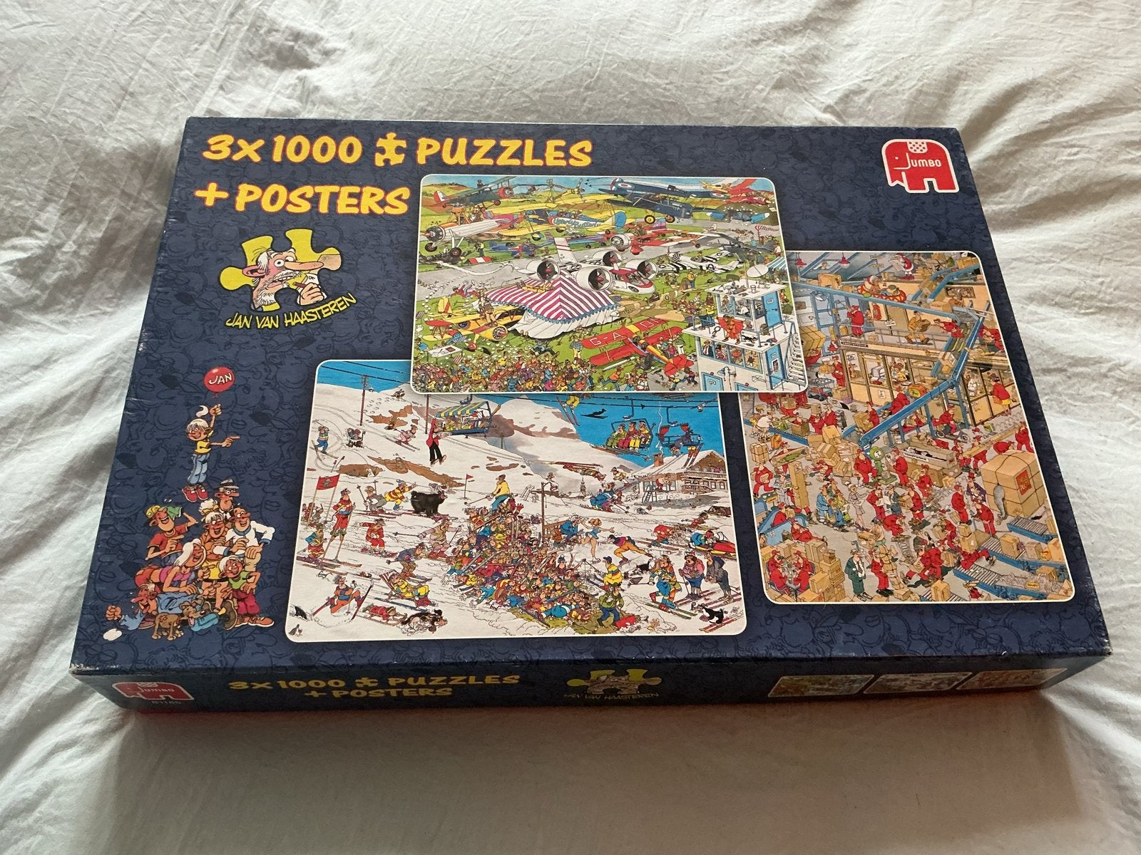 Jan van Haasteren puzzels 3x 1000 stukjes + posters, Ophalen of Verzenden, 500 t/m 1500 stukjes, Gebruikt, Legpuzzel