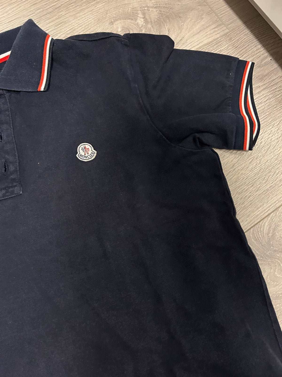 Moncler Polo Shirt Donkerblauw Maat M, Ophalen of Verzenden, Gedragen, Maat 48/50 (M), Blauw