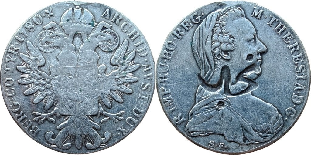 Thaler 1780, Oostenrijk Maria Theresia, Nejd tegenstempel, Verzenden, Oostenrijk, Losse munt, Zilver