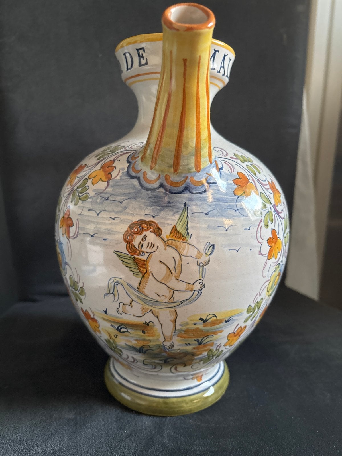 Antieke Deruta Malva Kruik met Cupido Decoratie, Ophalen of Verzenden