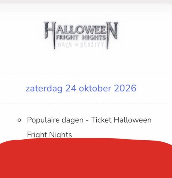 Walibi fright night tickets 2x, Ophalen of Verzenden, Zo goed als nieuw