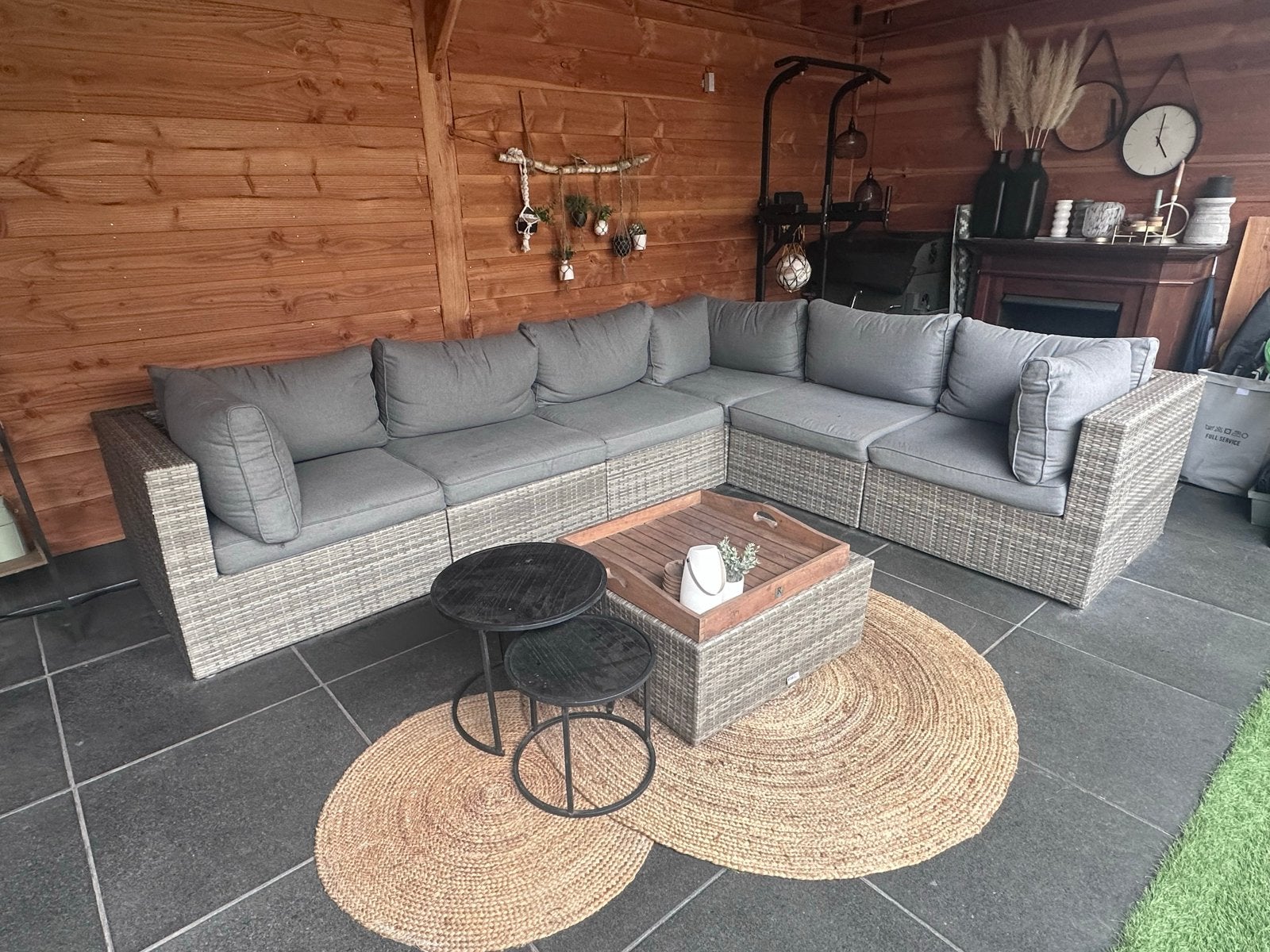 Forza Hoek Loungeset Wicker Grijs - Zo goed als nieuw, Ophalen, 6 zitplaatsen, Zo goed als nieuw, Loungeset