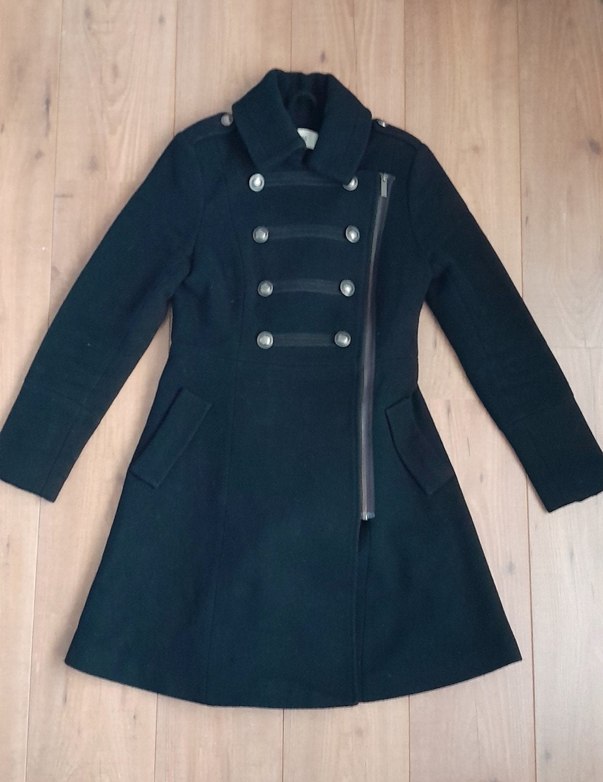 wollen jas Steps maat 36, Kleding | Dames, Ophalen of Verzenden, Zo goed als nieuw, Maat 36 (S), Zwart