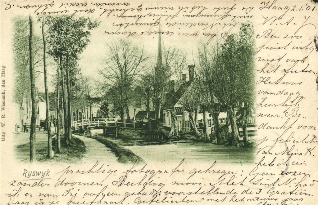 Rijswijk - dorp brug kerktoren - 1901 gelopen, Verzenden, Voor 1920, Gelopen, Zuid-Holland