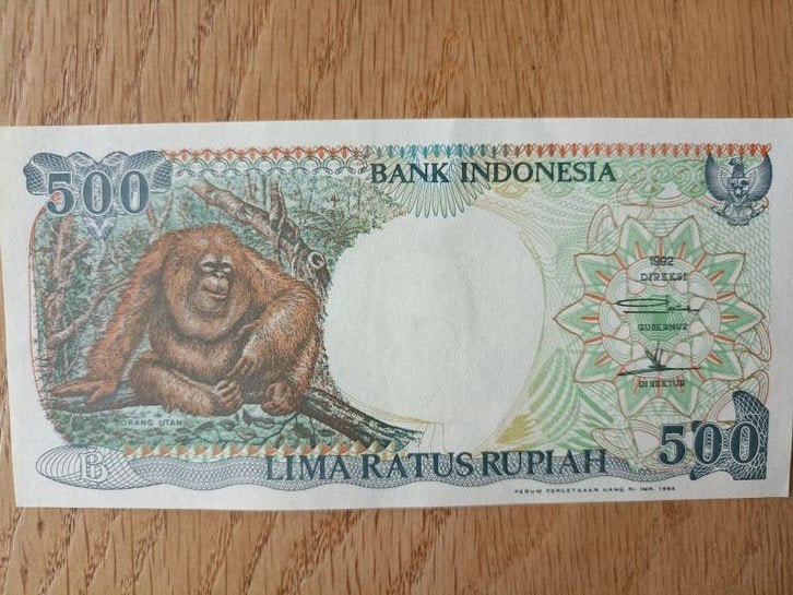 Indonesische 500 Rupiah bankbiljet met Orang-oetan 1992, Ophalen of Verzenden, Zuidoost-Azië