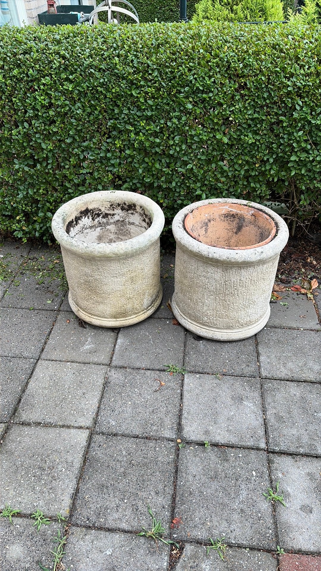 Mooie grote plantenbakken, Tuin en Terras, Bloembakken en Plantenbakken, Ophalen, Steen, Gebruikt, Rond