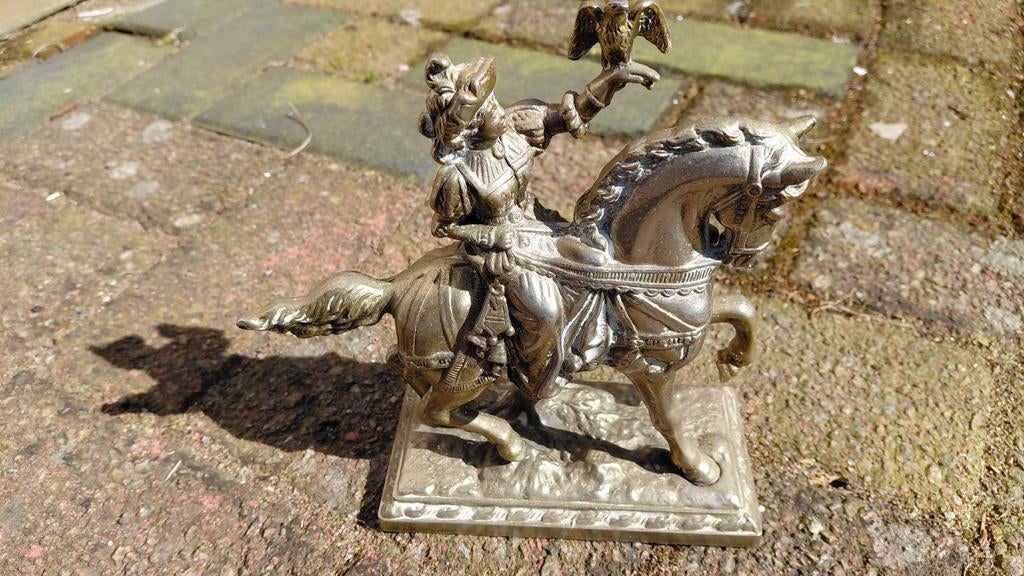 Set van 2 Koperen Ruiterbeelden met Adelaar, Antiek en Kunst, Ophalen of Verzenden