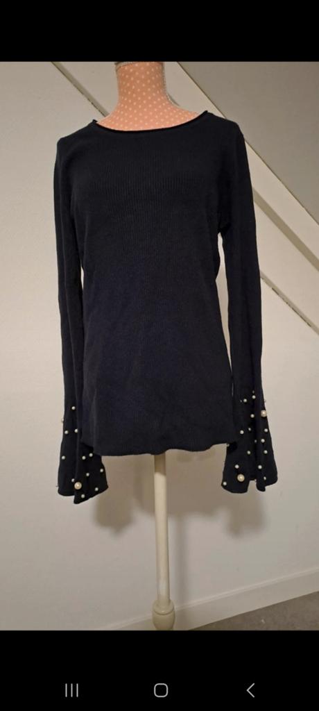 Nieuwe gebreide dames trui Anny Fashion met kraaltjes, Ophalen of Verzenden, Nieuw, Maat 42/44 (L), Blauw
