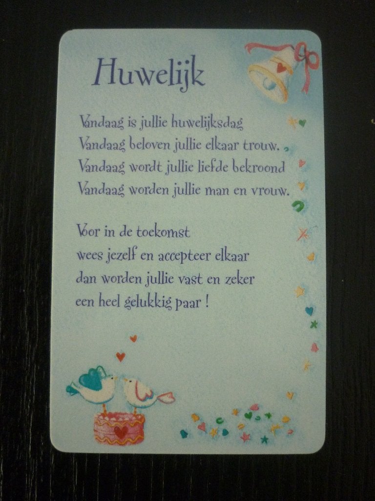 Wenskaart Huwelijk / pasje met tekst / bruiloft - NIEUW !!!, Ophalen of Verzenden, Nieuw