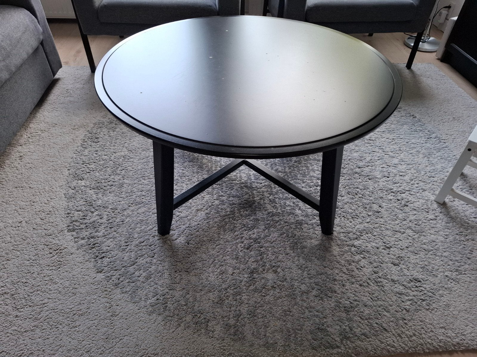 Zwarte ronde salontafel - Gebruikt, Ophalen, Gebruikt, 50 tot 100 cm, Rond