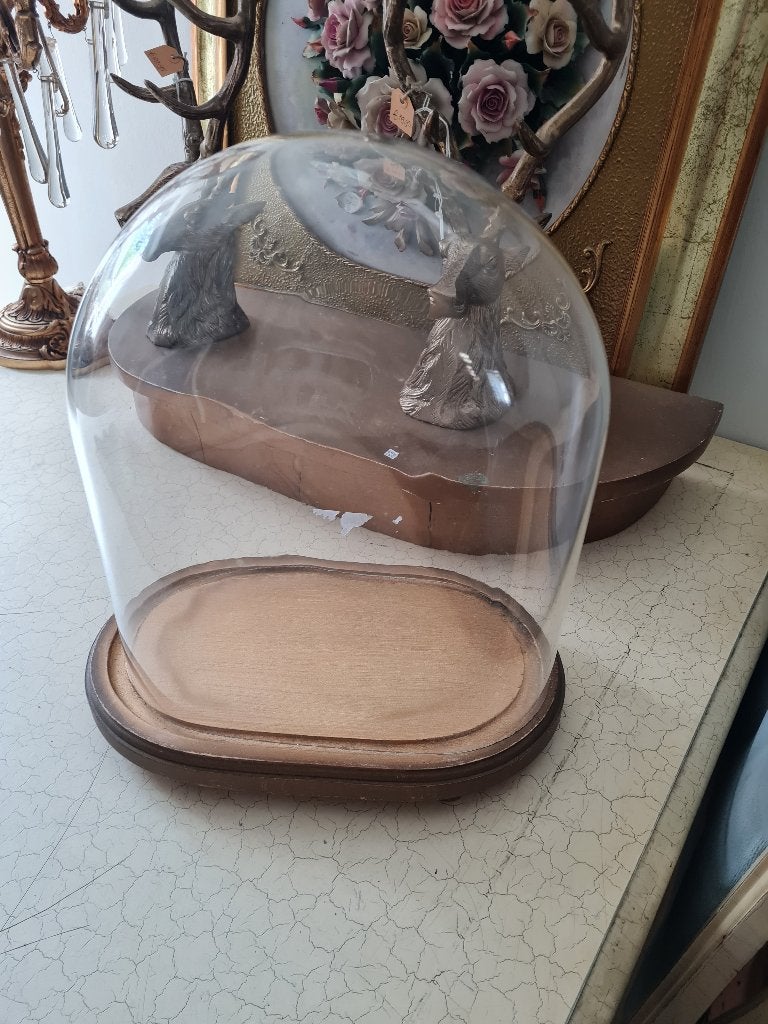 Vintage ovale stolp met houten onderbord, Heikant 21 Kaatsheuvel, Belle Vieille Brocante, Ophalen of Verzenden, Jolandamonsieurs@gmail.com