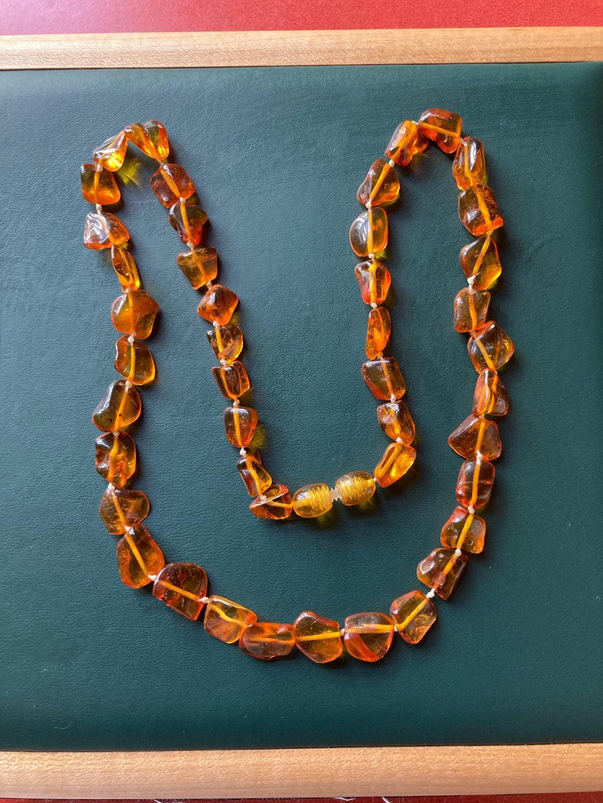 Barnsteen ketting 50 cm, Oranje, Ophalen of Verzenden, Zo goed als nieuw, Steen of Mineraal