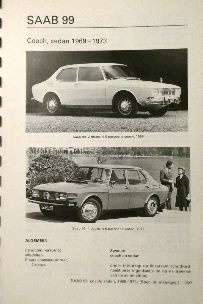 3 stuks Saab 95 , 96 en 99 1969 tm 1974 specs, Verzenden